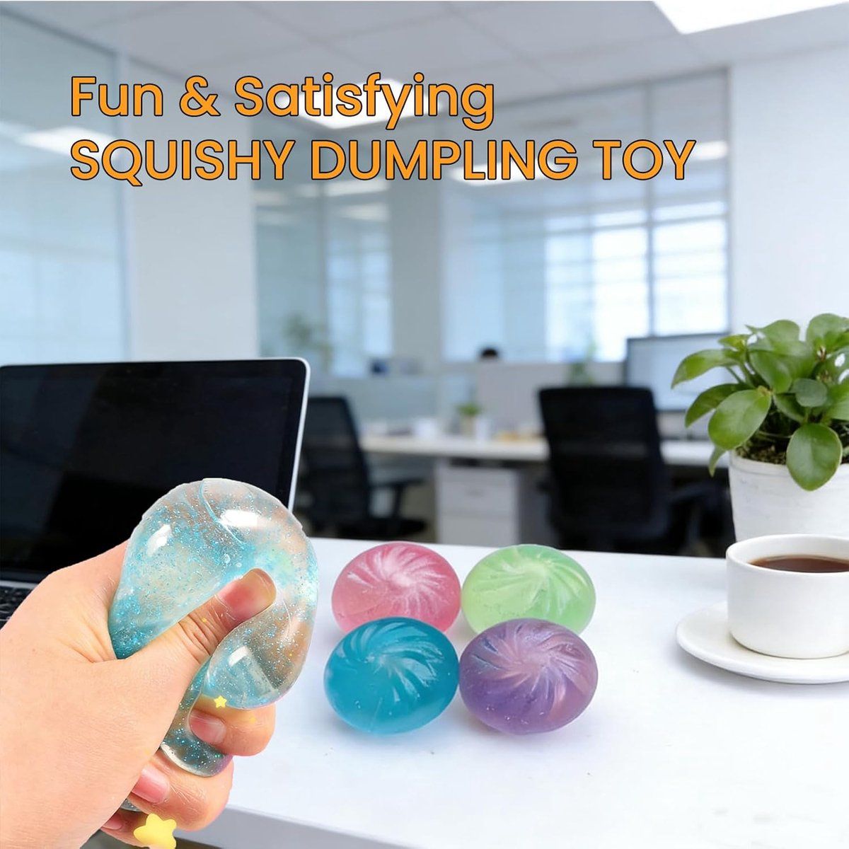 4 Pieces Giant Squishy Dumpling Squishy, Sparkling Crystal Dumplings, Anxiety Reducer, Fidget Squishy, Sensory Fidget, Decompression Toy