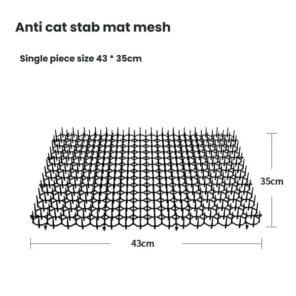 2 Pack Cat Deterrent Mats, Flexible Plastic Spike Furniture and Garden Scratch Protectors for Indoor or Outdoor Use, Black, 43 x 33 cm
