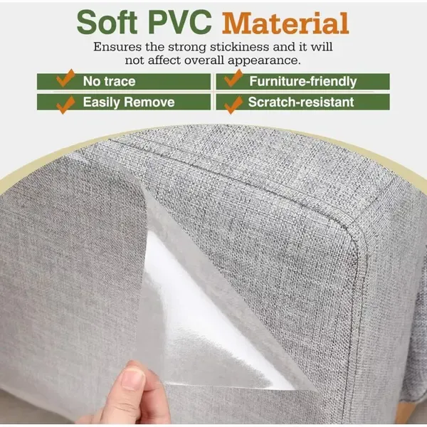 3 Pack Self-Adhesive Cat Scratch Guards, Clear PVC Furniture Protectors for Sofas, Tables and Upholstery, White, 30 x 300 cm