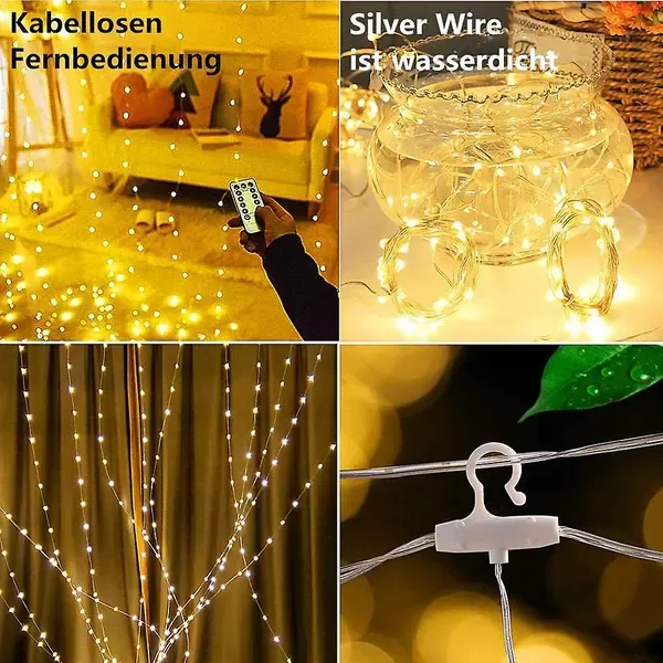 3 x 3 m 300 LED USB Curtain String Lights, Window Christmas Decoration Lights for Bedroom, Party, Wedding and Indoor Holiday Decor
