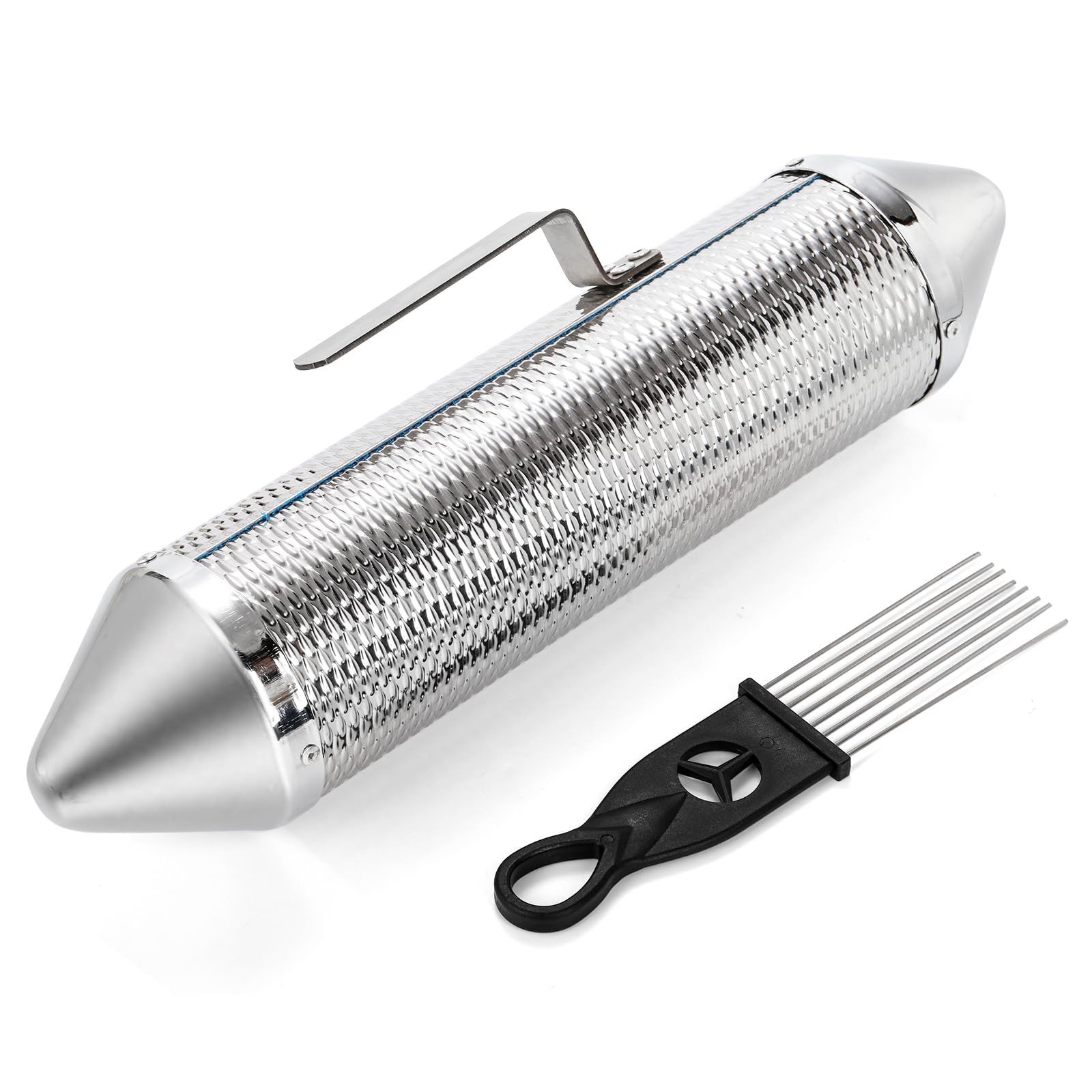 Metal 12"x 4" Stainless Steel with Scraper Latin Percussion Instrument,Latin Percussion Instrument, Professional Band Accompaniment Sand Hammer for Musical