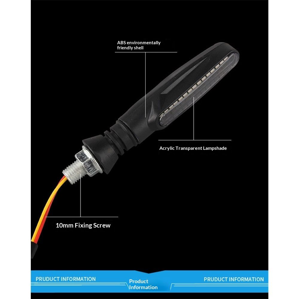 4PCS Motorcycle Indicators - Flowing Turn Signal Lights, Daytime Running and Brake Lights - 12V LED Amber White Red for Motorbike