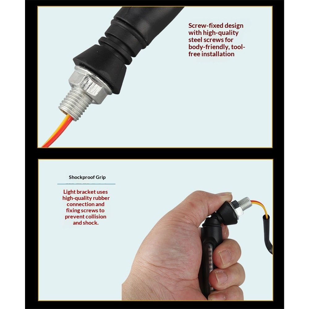 4PCS Motorcycle Indicators - Flowing Turn Signal Lights, Daytime Running and Brake Lights - 12V LED Amber White Red for Motorbike