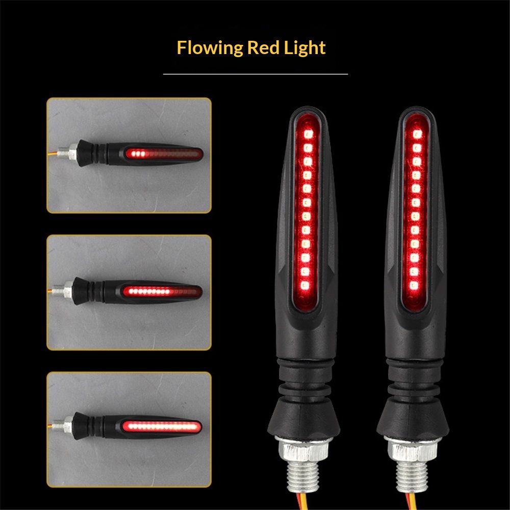 4PCS Motorcycle Indicators - Flowing Turn Signal Lights, Daytime Running and Brake Lights - 12V LED Amber White Red for Motorbike