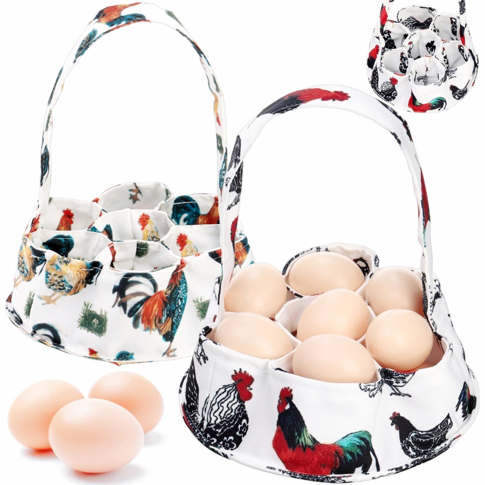 2 egg collection bags, 7 mini canvas egg collection baskets, egg collection for chickens, hens, ducks, geese, housewives, garden transportation and storage (grass nest chicken)