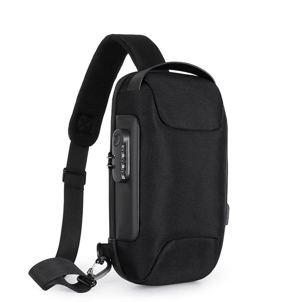 Oxford Sling Bag Backpack Crossbody Chest Pack for Men Women Travel Outdoor Sports Tactical Walking Hiking Climbing Anti-Theft Lockable Shoulder Daypack Black