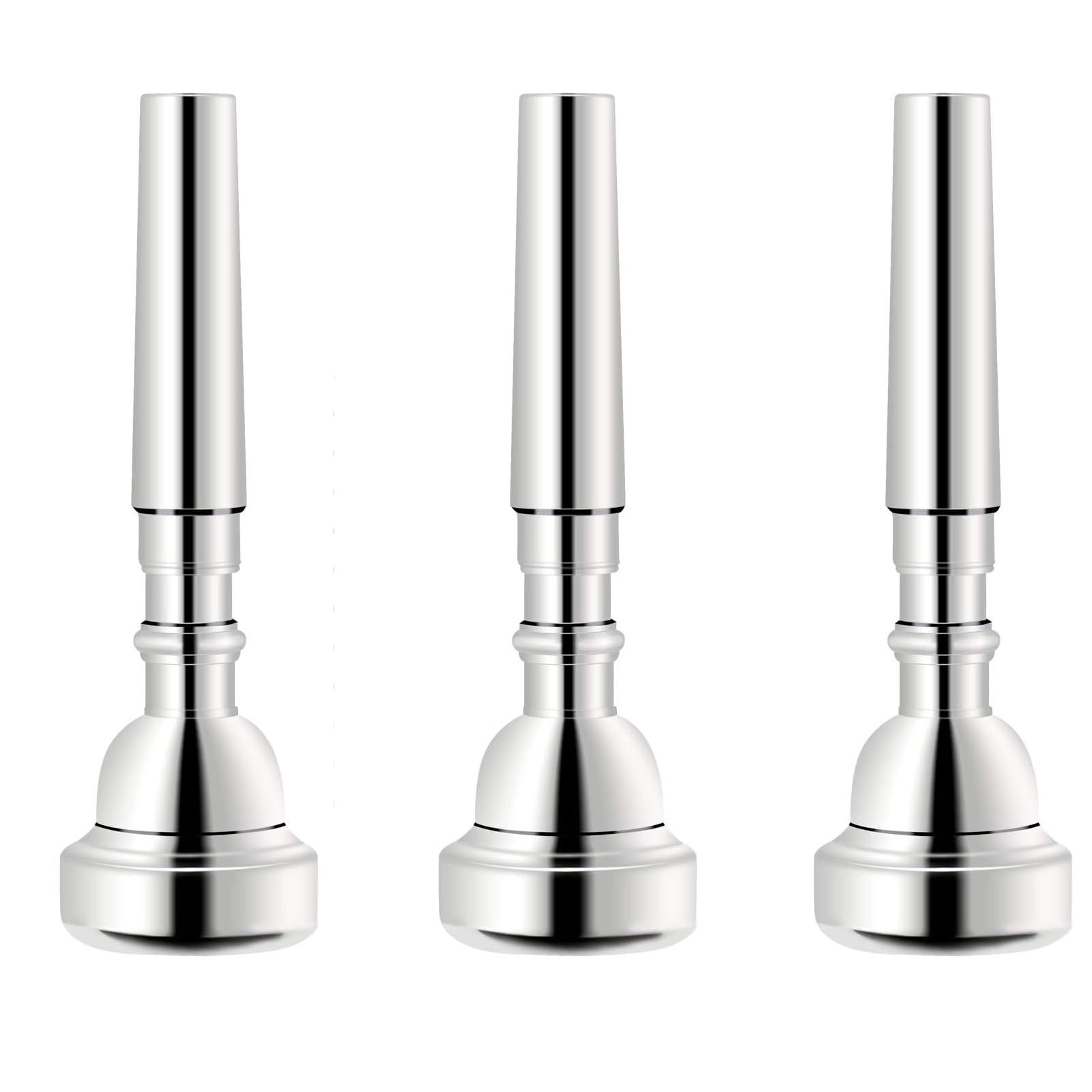Silver Trumpet Mouthpiece 7C 5C 3C Trumpet Mouthpiece Set Musical Instruments for Beginners and Professional Players 3Pack