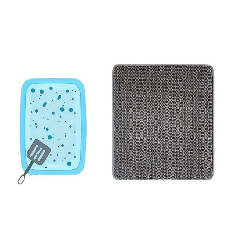 Cat Litter Mat Large Cat Litter Trapping Mat 30x30cm Double Layer Urine and Water Proof Kitty Litter Box Mat grey