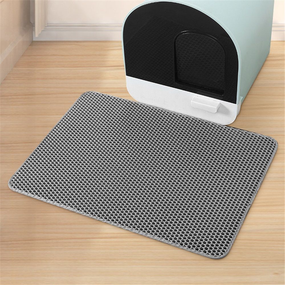 Cat Litter Mat Large Cat Litter Trapping Mat 30x30cm Double Layer Urine and Water Proof Kitty Litter Box Mat grey