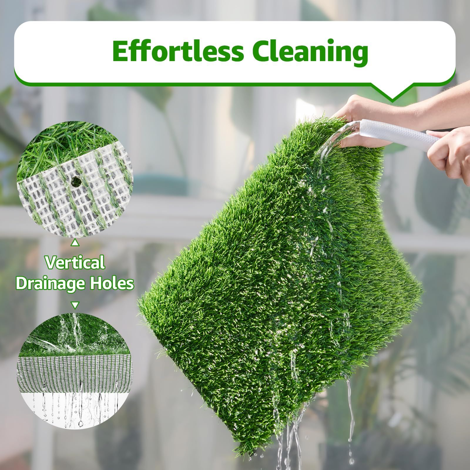 Grass Pad for Dogs 35cmx35cm, Strong Absorbency Soft and Real Grass for Pets Potty Training, Easy to Clean Fake Grass for Dog Indoor Outdoor Use (1 Pcs)