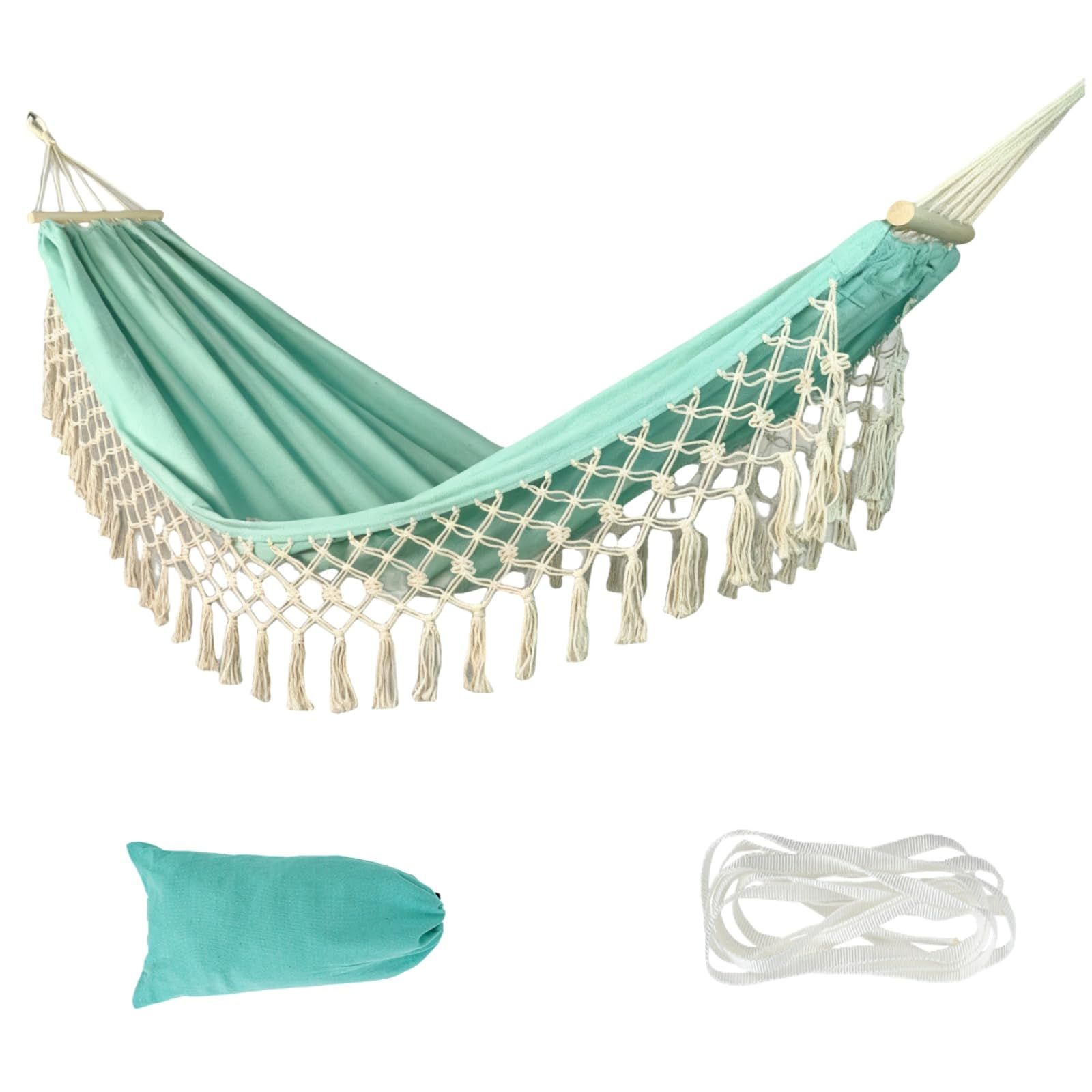 Beautiful Boho Style Hammock -Camping， Portable 2 Person Hammock, for Suitable for Backpacking, Patio, Beach, Backyard, Outdoor, Garden,Wedding Decor