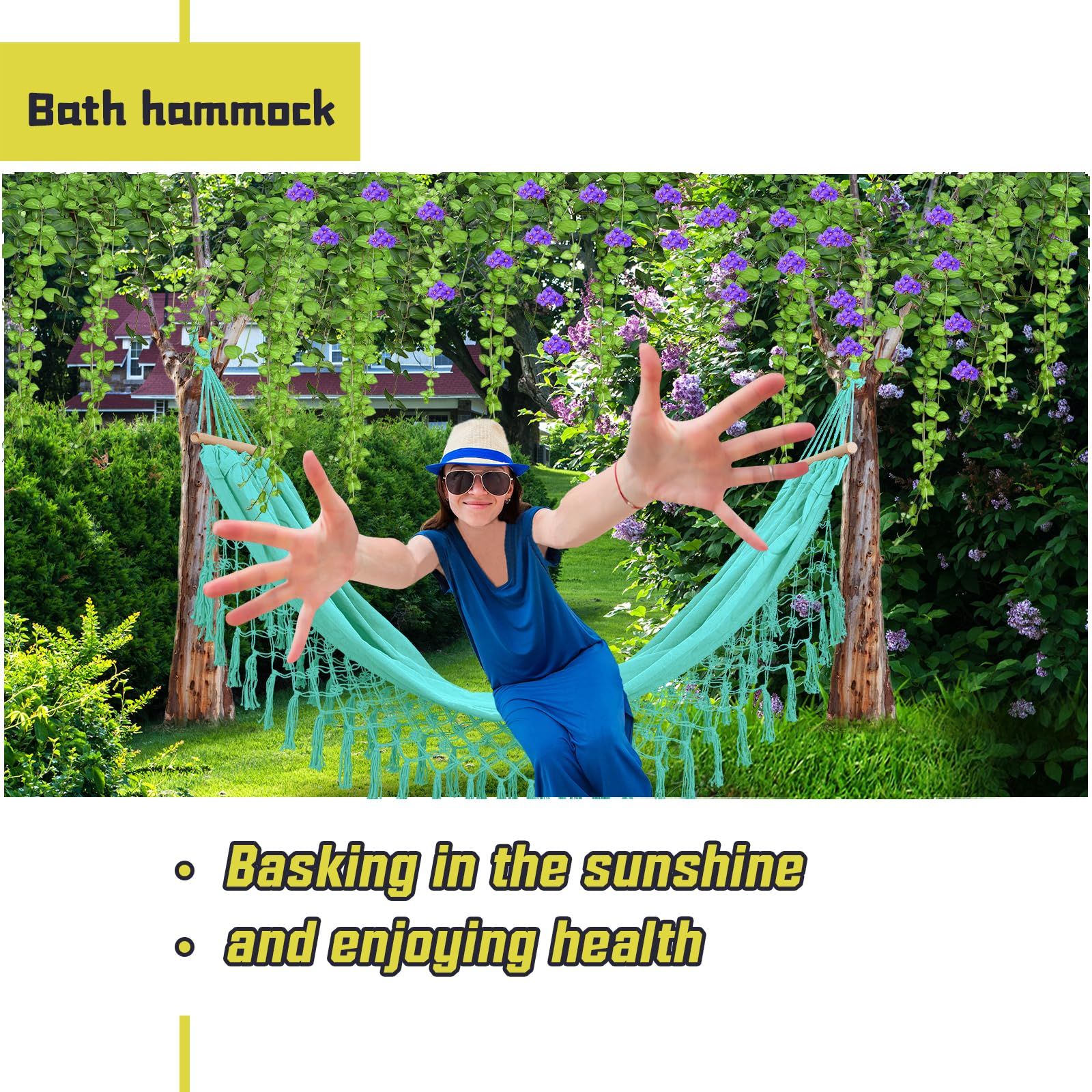 Beautiful Boho Style Hammock -Camping， Portable 2 Person Hammock, for Suitable for Backpacking, Patio, Beach, Backyard, Outdoor, Garden,Wedding Decor