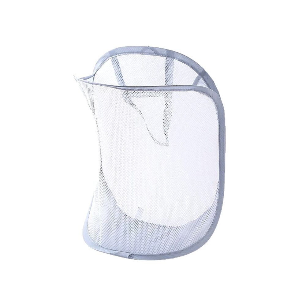 Mesh Collapsible Small Wall Laundry Baskets，Hanging Laundry Hamper，for Hotel, University Dormitory Use (Two gray ones including adhesive hooks)