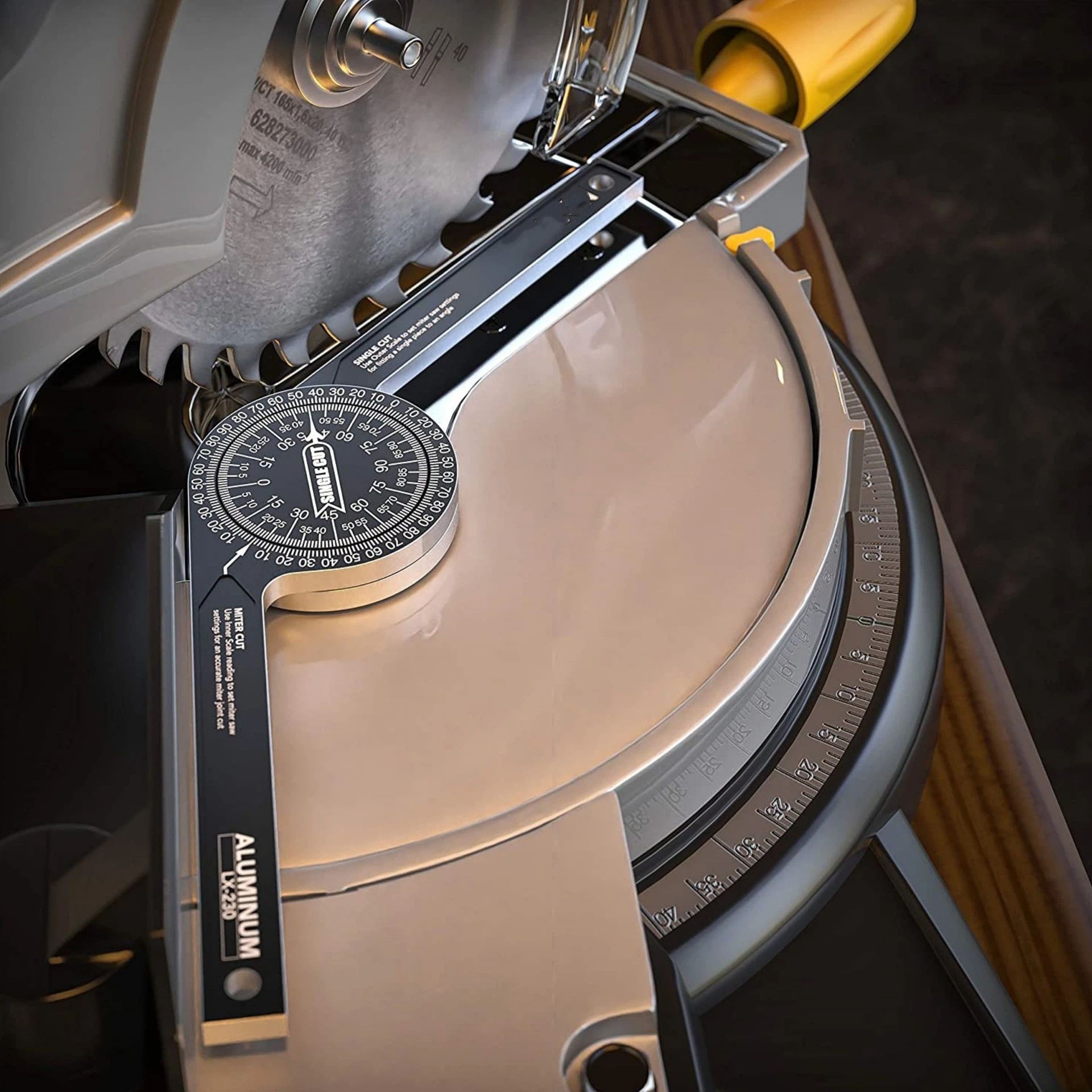 Aluminum Miter Saw Protractor | 7.3-Inch Rust Proof Angle Finder Featuring Precision Laser Engraved Scales