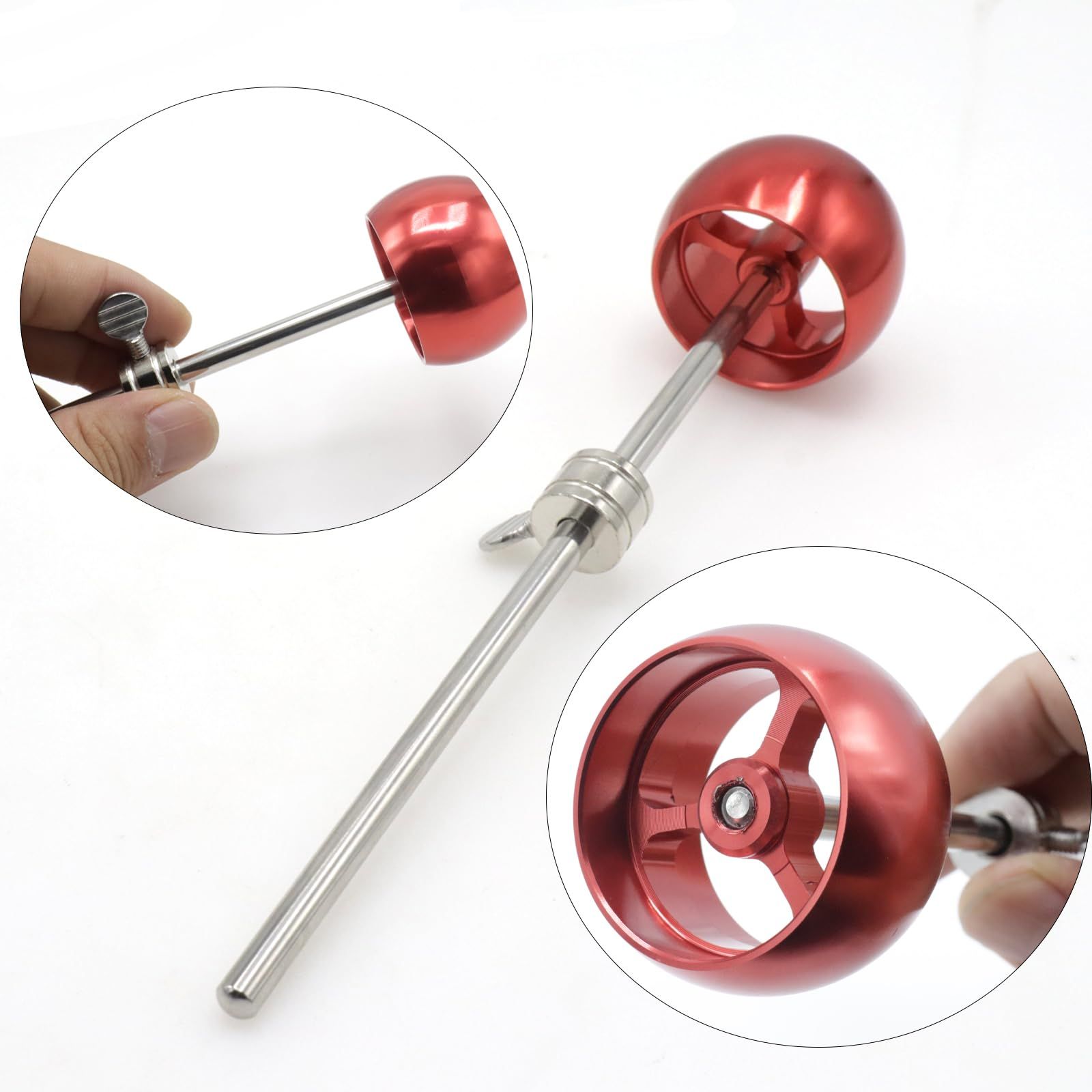 2 Pieces Bass Drum Pedal Beater Aluminum Alloy Hammer Head Percussion Instrument Accessory Part Red