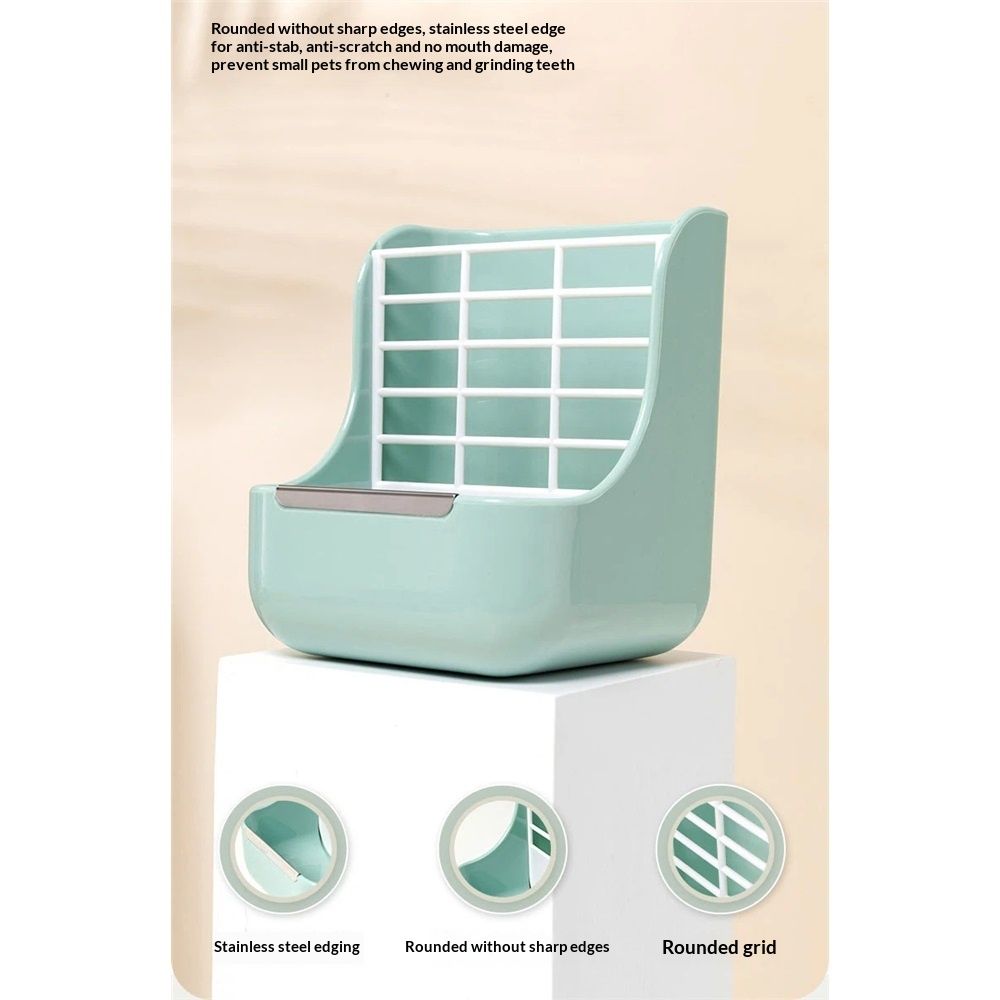 2 in 1 Food Hay Feeder for Guinea Pig, Rabbit Feeder, Indoor Hay Feeder for Guinea Pig, Rabbit, Chinchilla, Feed Bowls Use for Grass & Food (Blue)