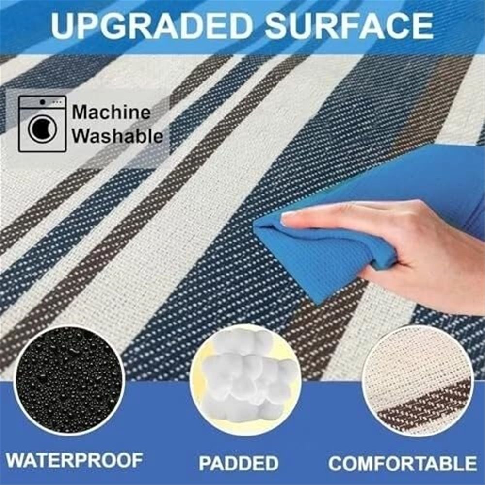 Blue Extra Large Picnic Blanket Waterproof Outdoor Mat Soft Foldable with Carry Strap Lightweight Compact for Beach Camping Hiking Travel Family Use（1.5*1.5m）