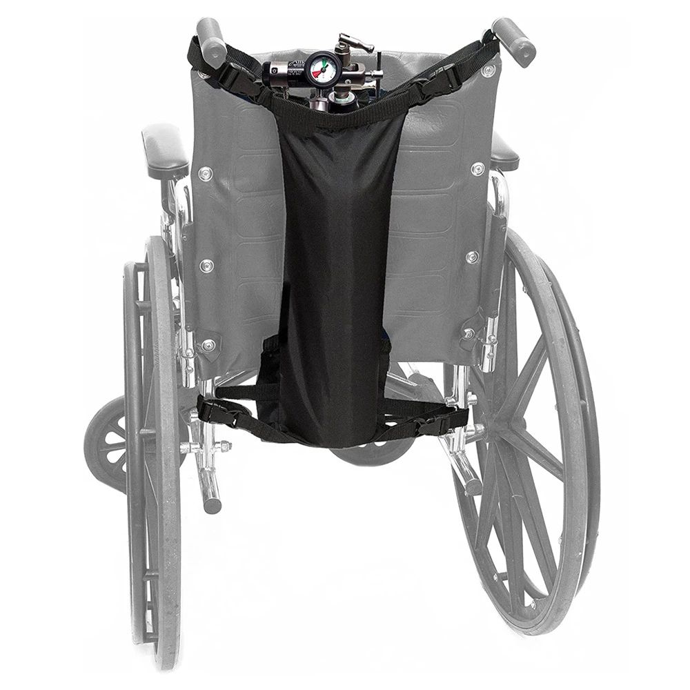 Oxygen Cylinder Bag for Wheelchairs with Buckles, Fits Any Wheelchair, Black (Fits Most Oxygen cylinders, oniy bag)