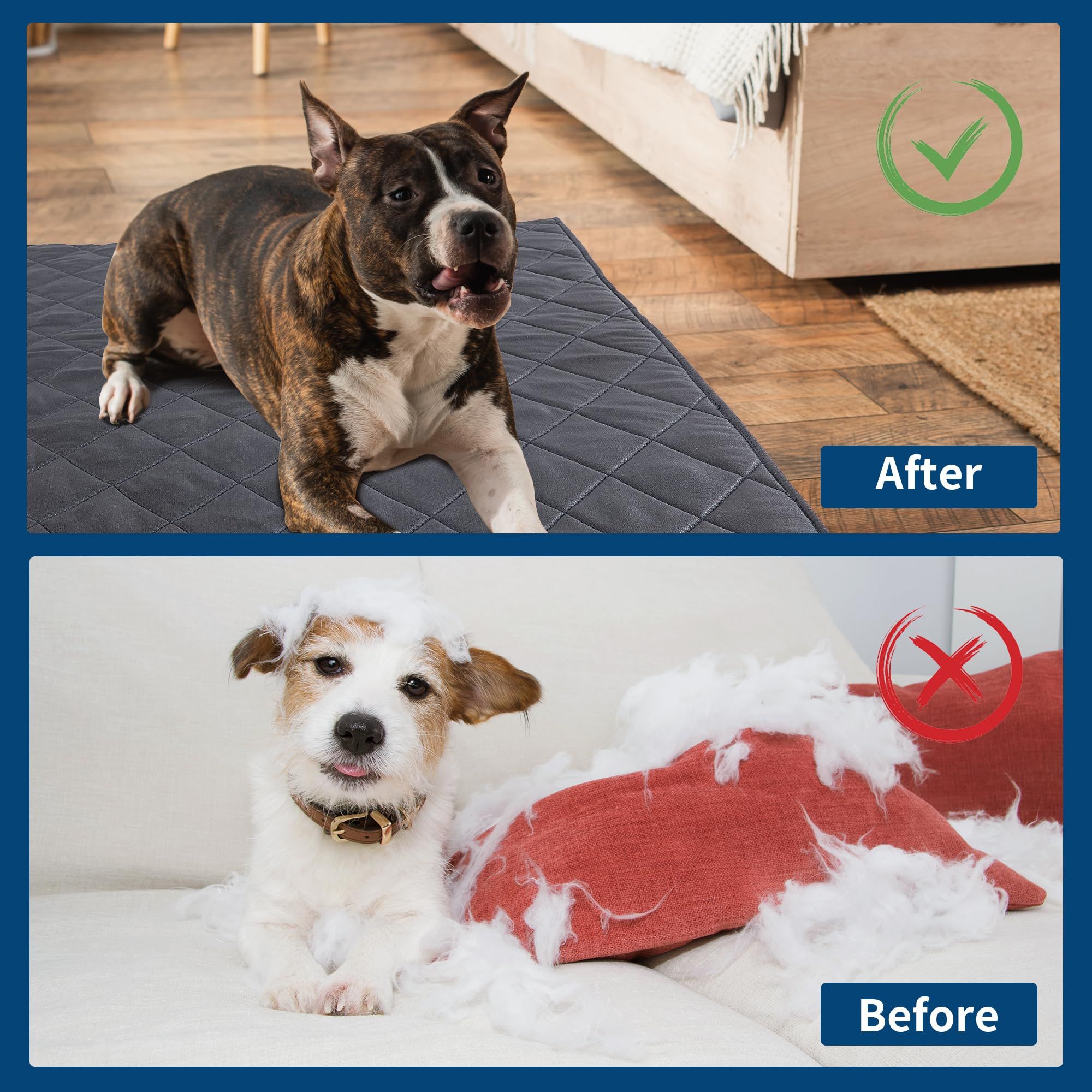 Chew Proof Dog Crate Bed Pad - Indestructible & Water Resistant for Aggressive Chewers, Durable Design for Dog Cage Black 43*58cm