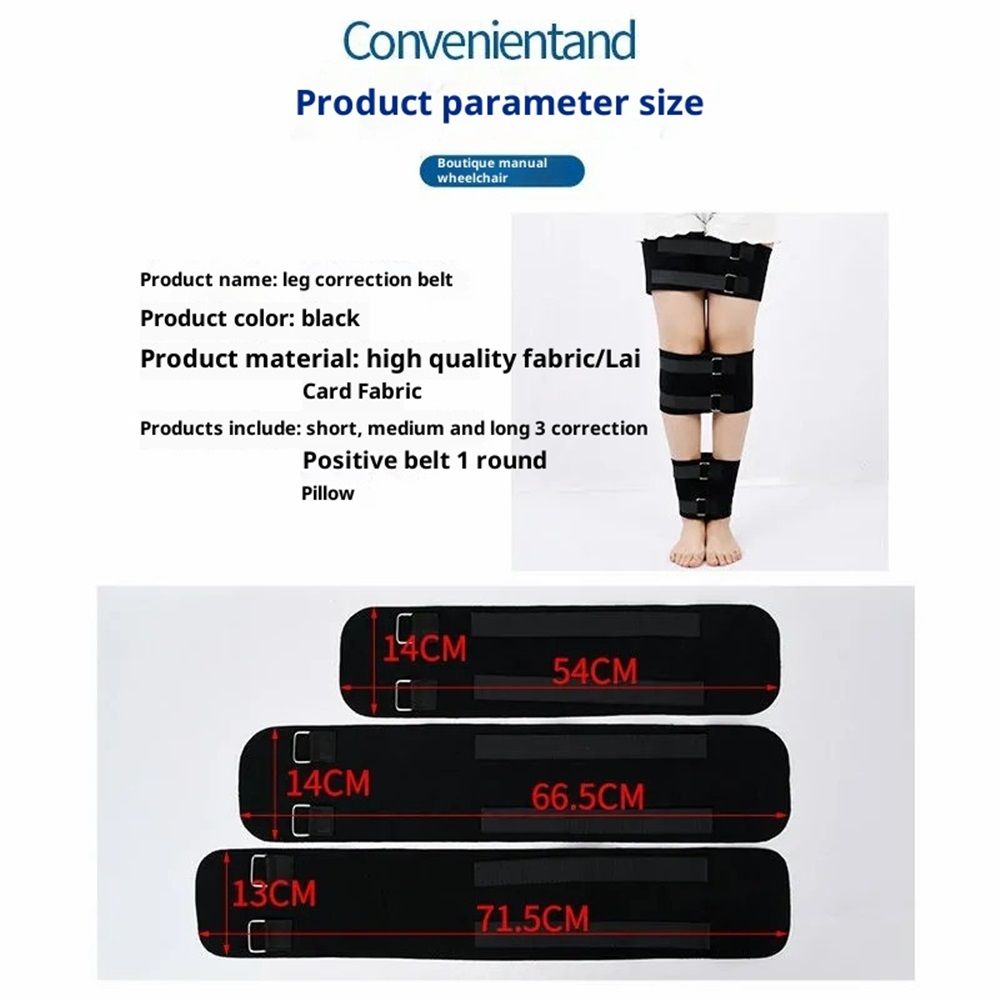 O/X Leg Type Correction Belt, Adjustable Legs Posture Correction Belt 3 in 1 Pack, Knee Belt Correction for Adults ( Black)