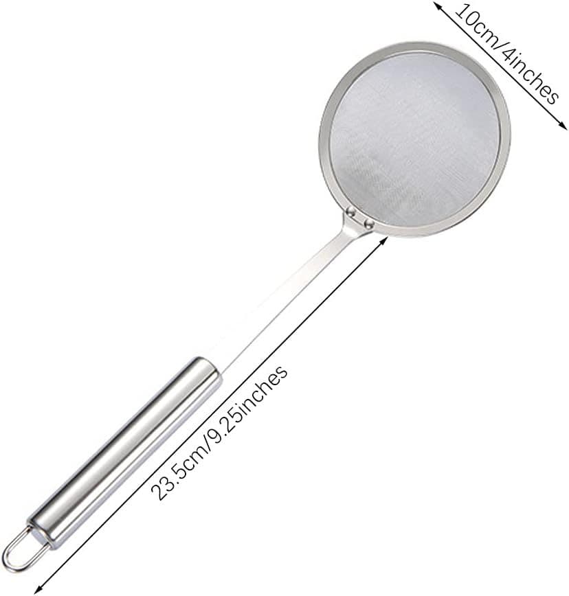 Hot Pot Fat Skimmer Spoon 304 Stainless Steel Fine Mesh Strainer Long Handle 4 Inch