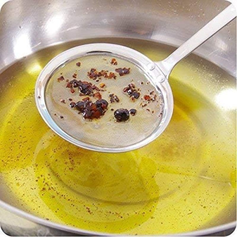 Hot Pot Fat Skimmer Spoon 304 Stainless Steel Fine Mesh Strainer Long Handle 4 Inch