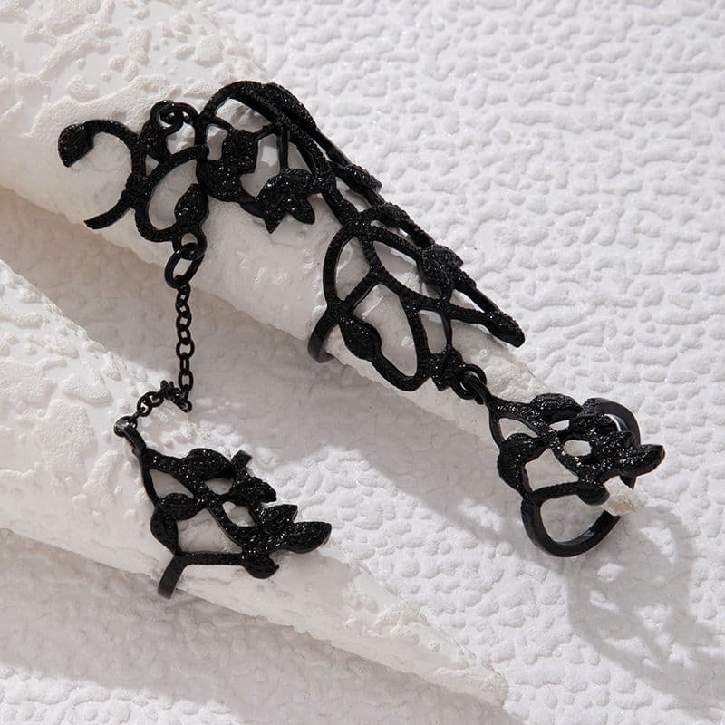 Multiple Rings Finger Stack Knuckle Band Punk Hand Chain Ring Finger Bracelets Beach Slave Bracelet Jewelry for Women and Girls