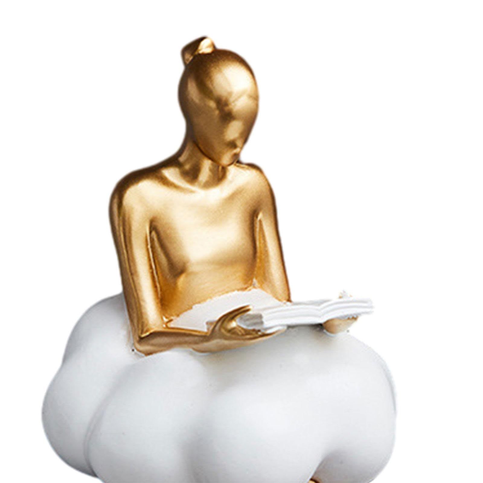 Art Statue Decor Abstract Art Sculpture Cloud Girl Creative Resin Character Statue Figurine for Living Room,Bedroom,Tabletop