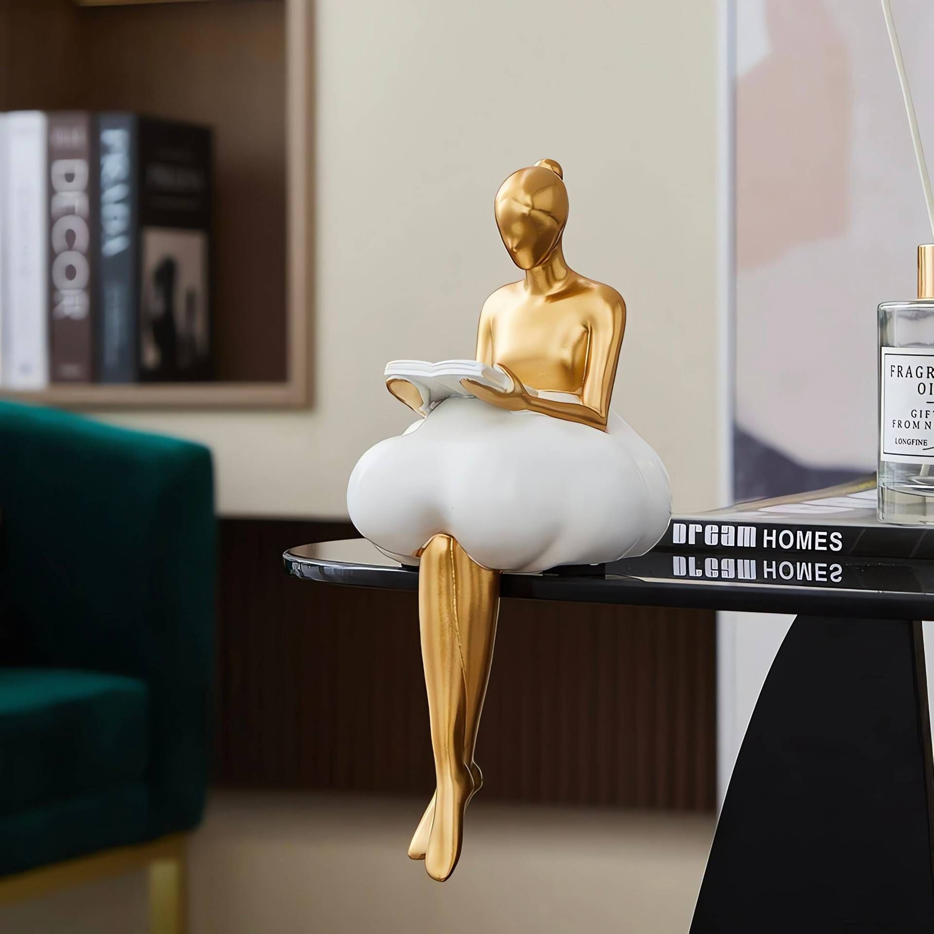 Art Statue Decor Abstract Art Sculpture Cloud Girl Creative Resin Character Statue Figurine for Living Room,Bedroom,Tabletop