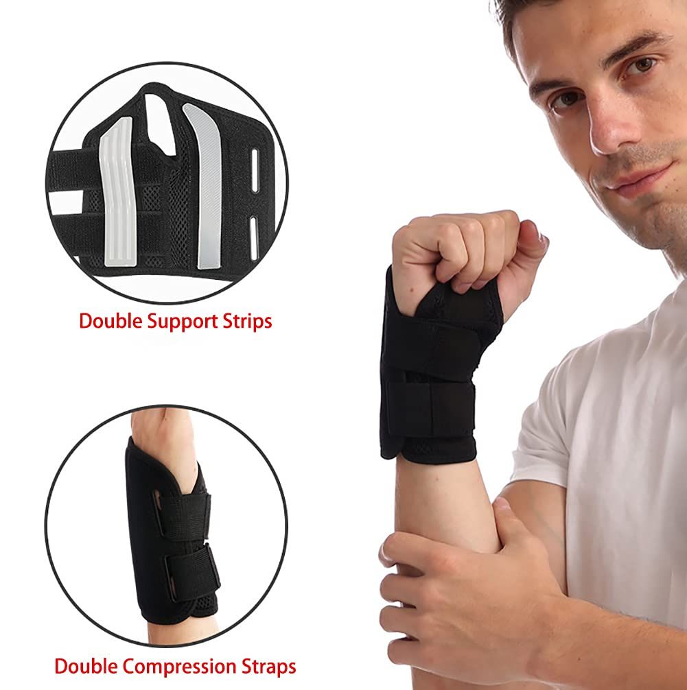 Wrist Brace Carpal Tunnel Right Hand for Men Women, Night Wrist Sleep Supports Splints Arm Stabilizer with Compression Sleeve