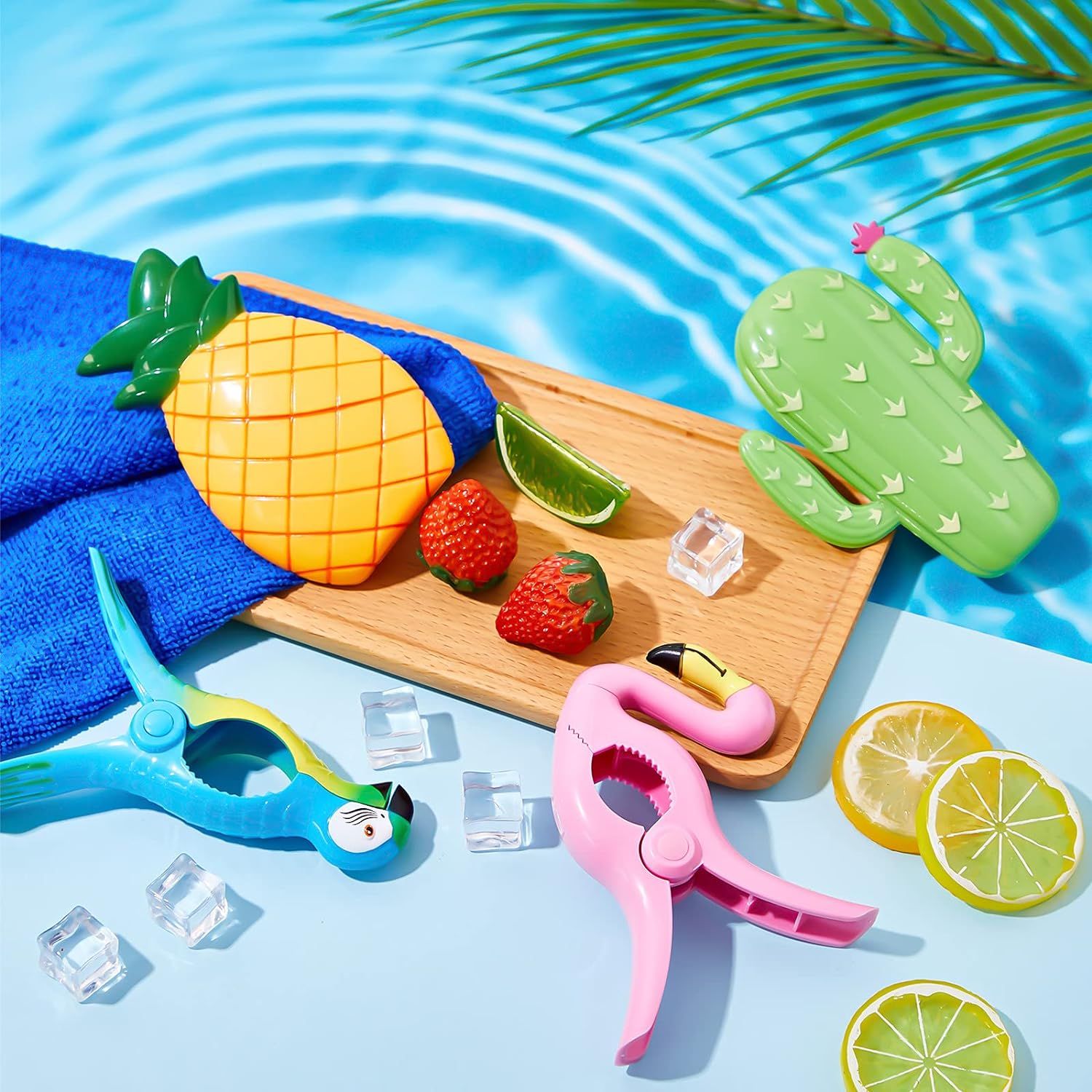 4 Pieces Beach Towel Clips for Beach Chairs Lounge Chair Holder Cactus Coconut Tree Beach Towel Clips Holiday Pool Accessories