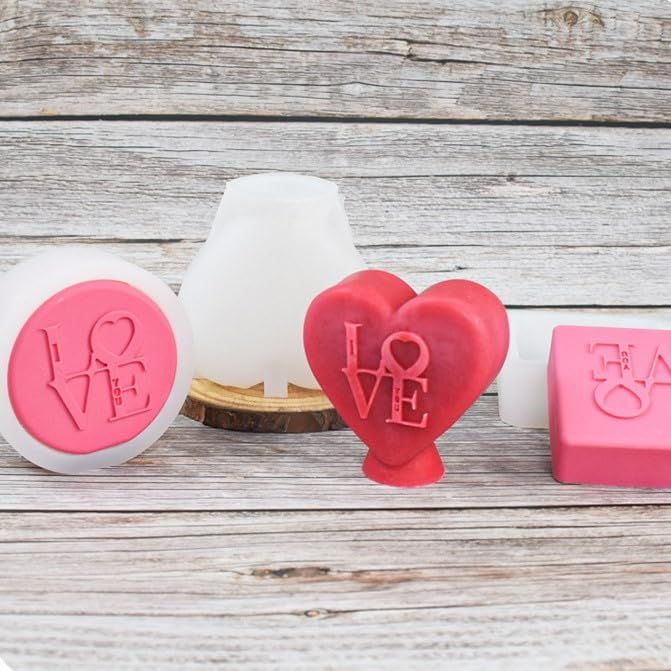 Dishwasher Cutlery BasketLove Candle Mold Silicone Mold for Soap Soy Wax Epoxy Resin DIY Handcraft(3pcs)