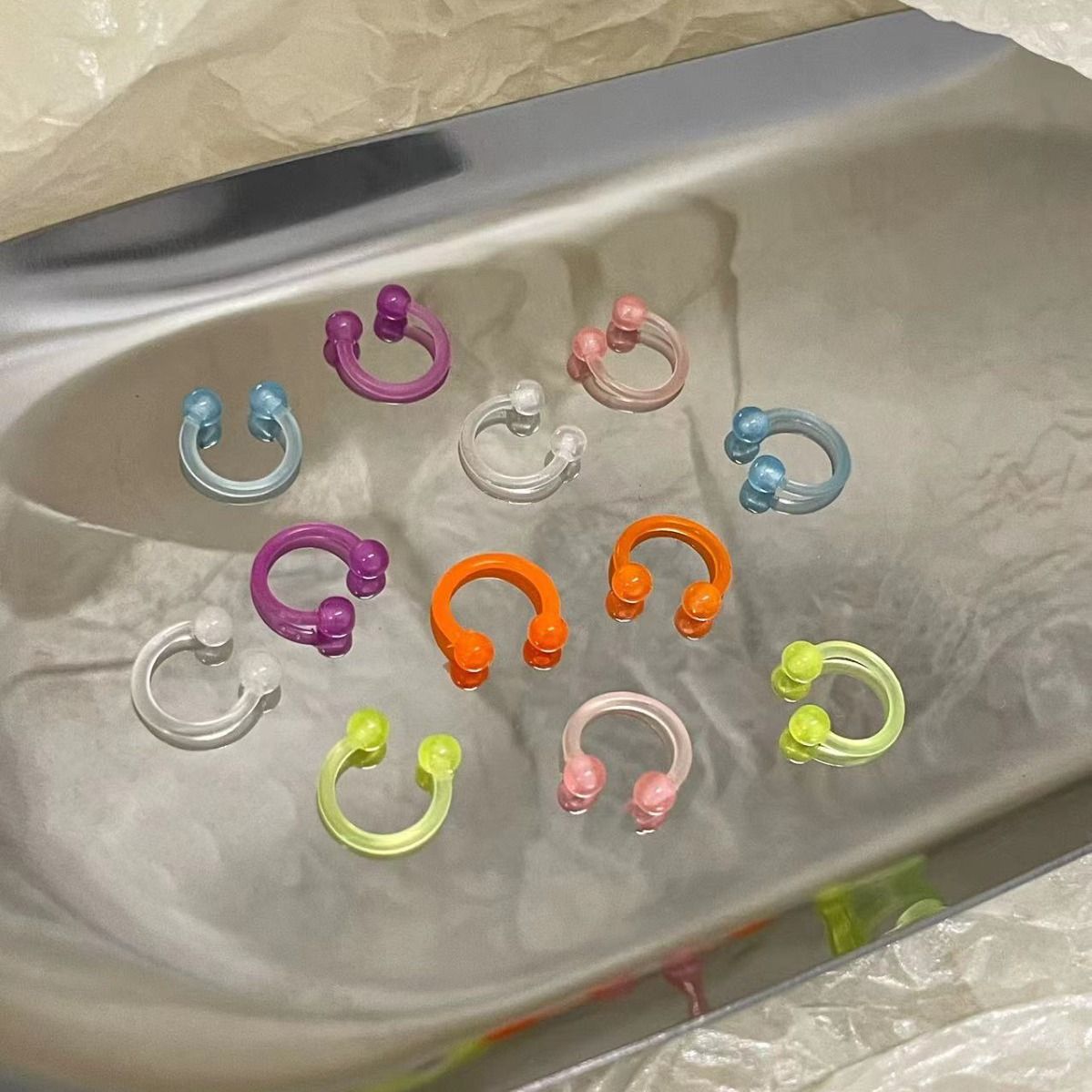 Clear Nose Septum Rings Retainer, Plastic Nose Rings for Work Surgery, Horseshoe Smiley Piercing Jewelry, Clear Piercing Retainer
