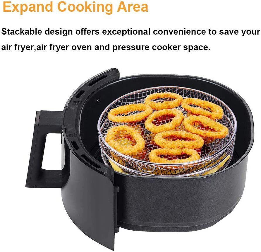 Air Fryer Accessories-Air Fryer Three Stackable Racks for Airfryer,Air Fryer Rack Stainless Steel Oven,Pressure Cooker