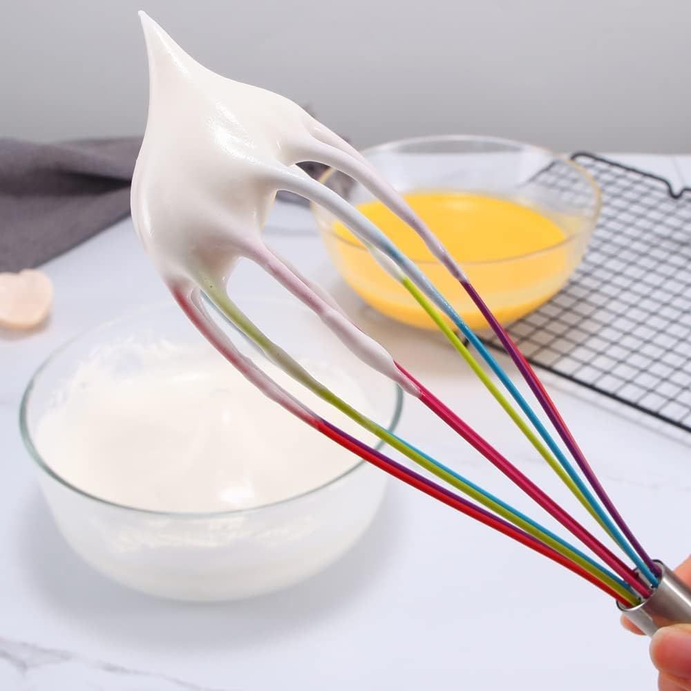 Set Handle Stainless Steel Silicone Non-Stick Balloon Wire Whisk for Egg Beater Stirring Blending and Whisking (3 Pack, 8" 10" 12")