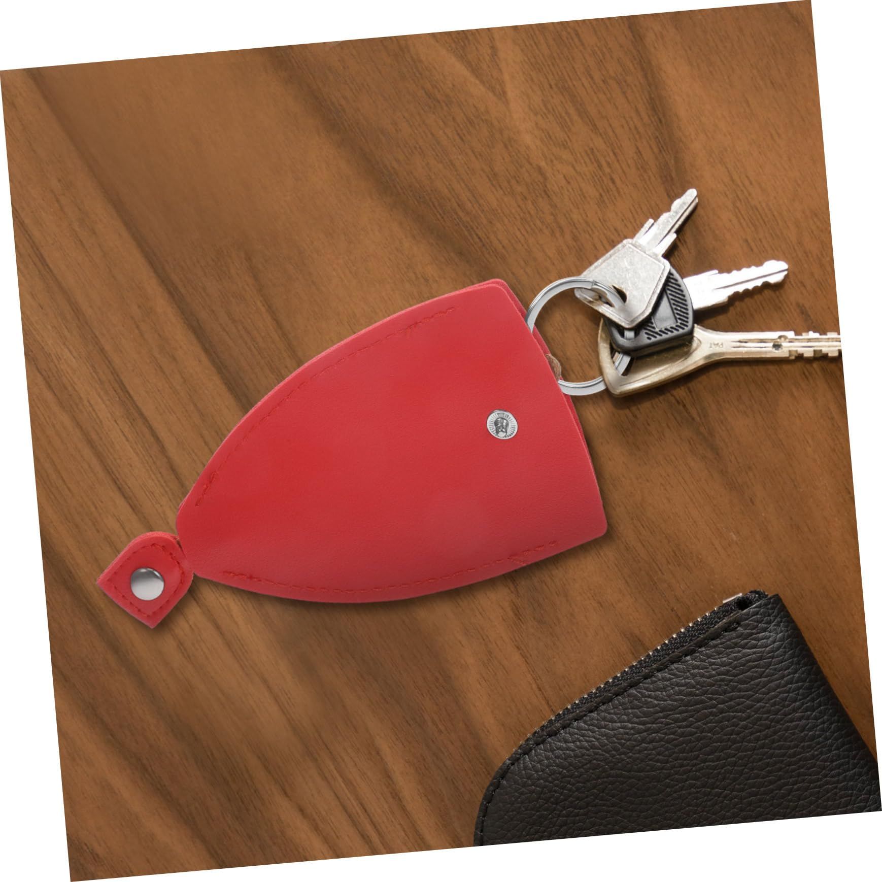2 Car Key Case, Pull-out Key Holder Hook, PU Leather Car Remote Control Key Bag, for Most Cars (Red)