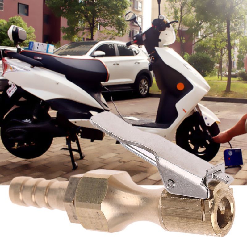 1/4" Brass Tire inflator Locking on Air Chuck Air Compressor Pump Adapter with 8mm Barb Connector Accessories for Car