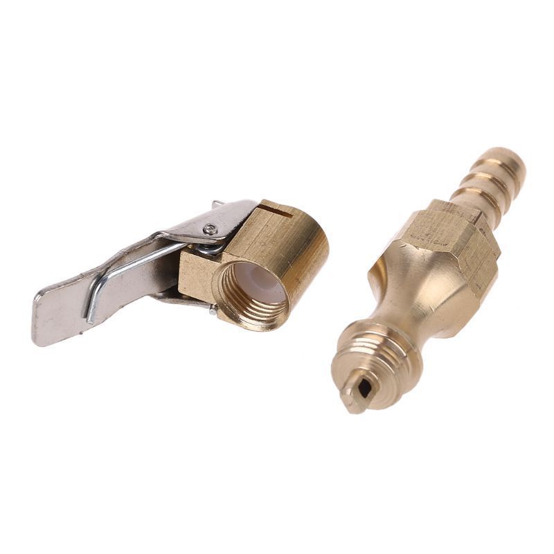 1/4" Brass Tire inflator Locking on Air Chuck Air Compressor Pump Adapter with 8mm Barb Connector Accessories for Car