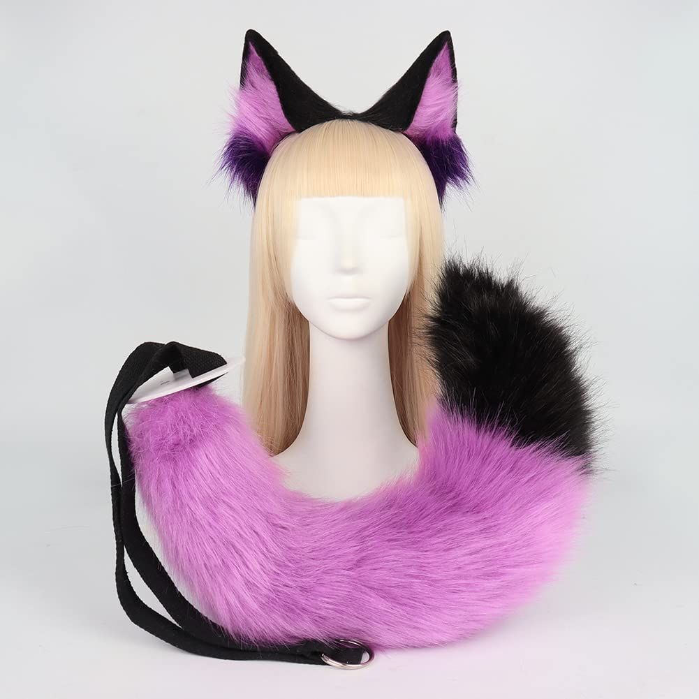 fox ear tail suit animal cute hair hoop cat wolf dog Headwear halloween Party cosplay Christmas festival costume decor