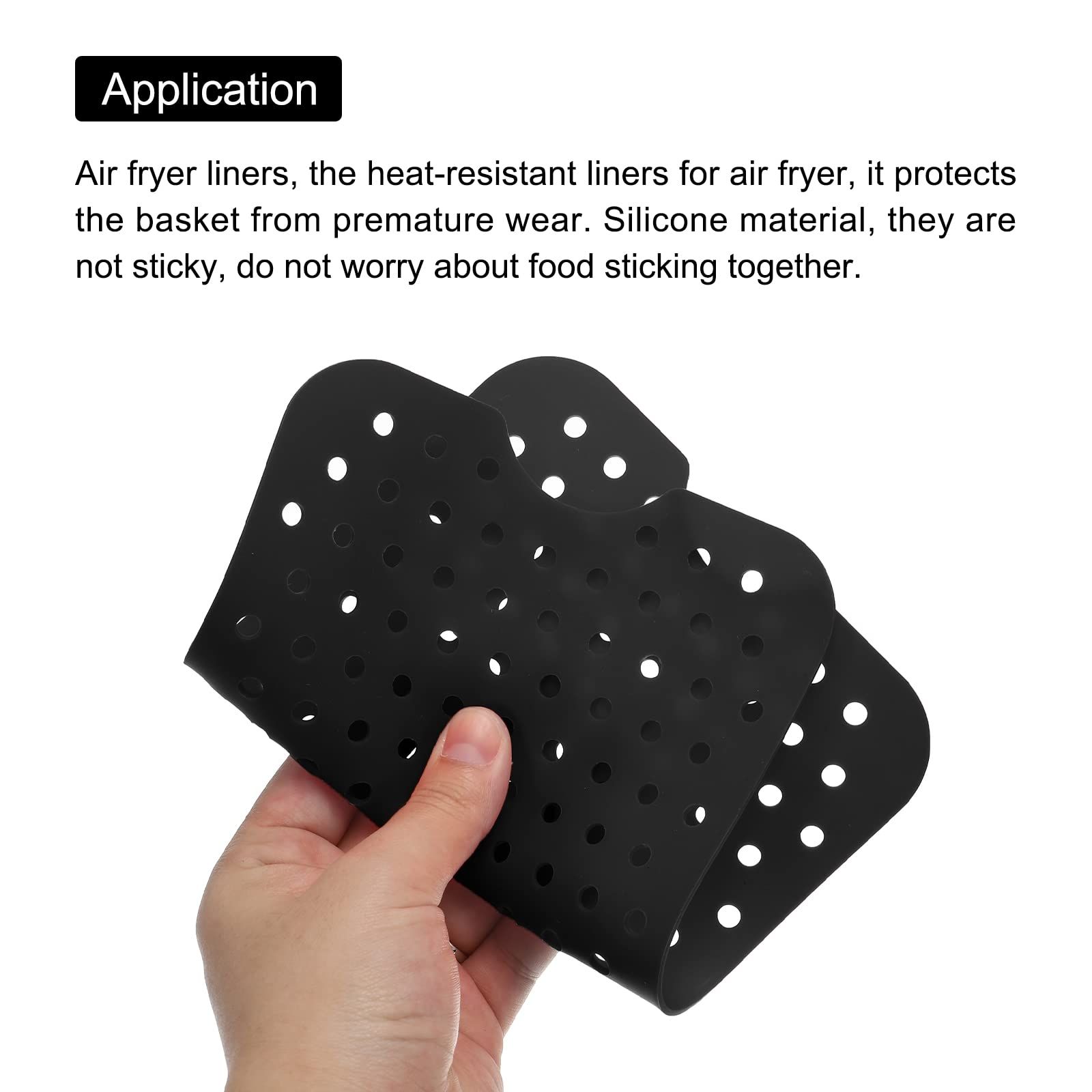 Reusable Silicone Air Fryer Liners Non-Stick Silicone Liner Black for Double Basket Air Fryer, Pack of 1