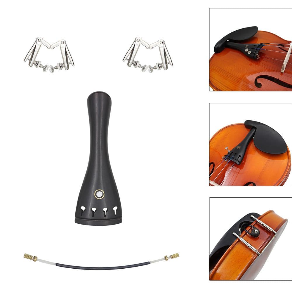 Violin Accessories Ebony Stringing Board Tail Rope Fine Adjustments Black Silver
