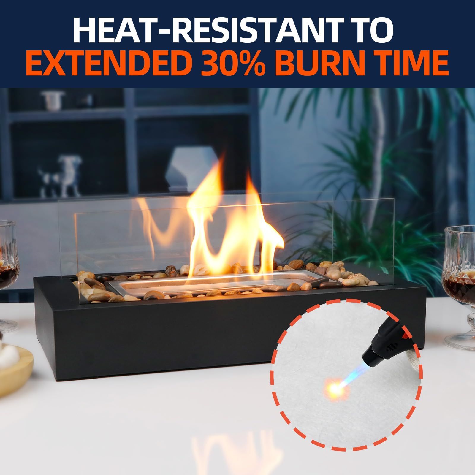 48PCS Ceramic Wool Wick for Tabletop Fire Pit, Table Top Firepit Sponge Fuel Core for Bioethanol Rubbing Alcohol, Suitable for /Flammtal/ Fireplaces, Extend Burning Time