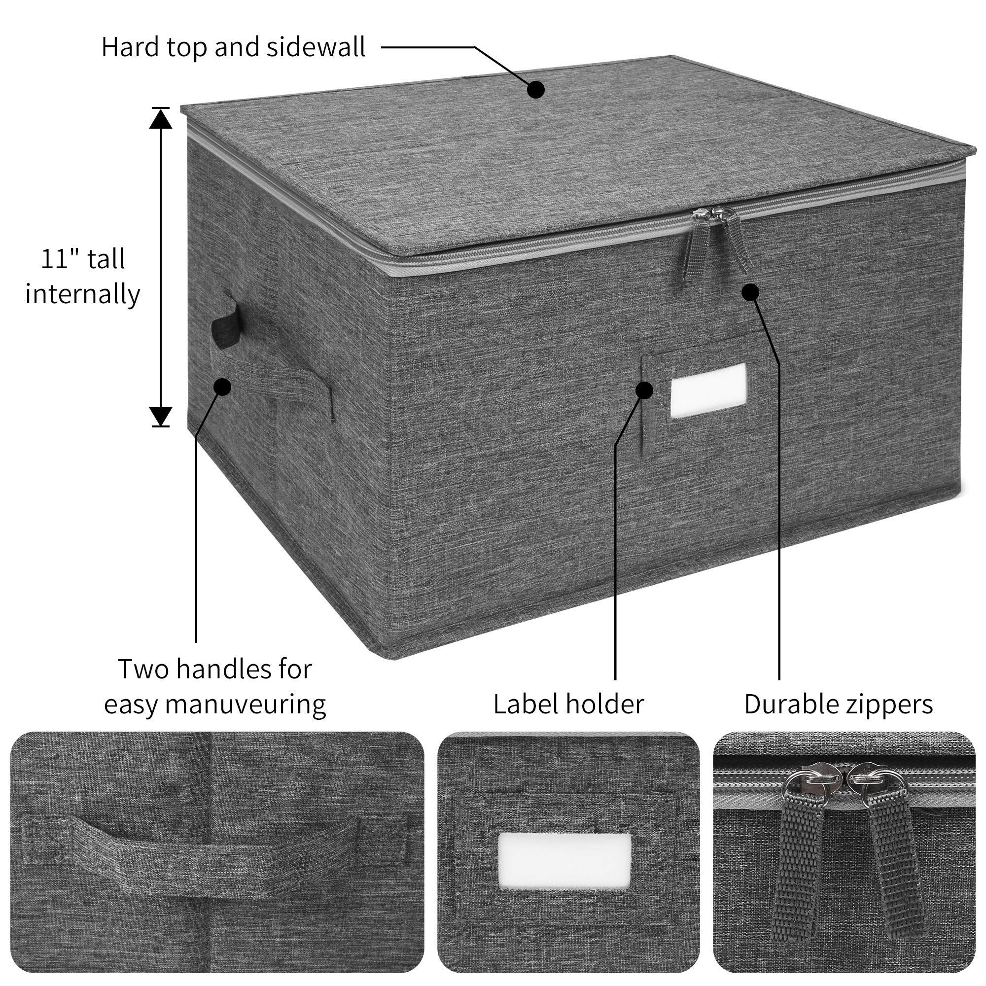 Storage Cases, Wine Glass Storage Box Containers for Glassware or Crystal, Holds 12 Wine Glasses, Hard Top and Sides (Grey)