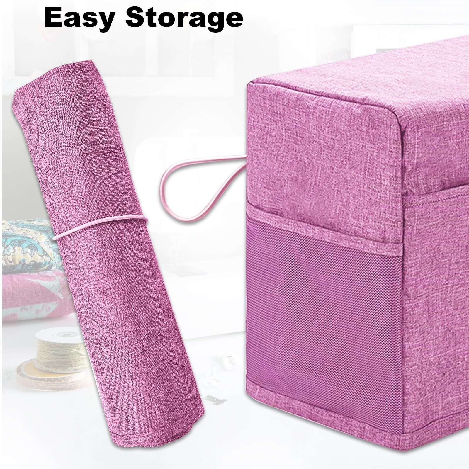 Sewing Machine Cover, Protective Cover with Essentials Storage Pocket and Side Handles, Sewing Machine Dust Cover (Lucky Pink)