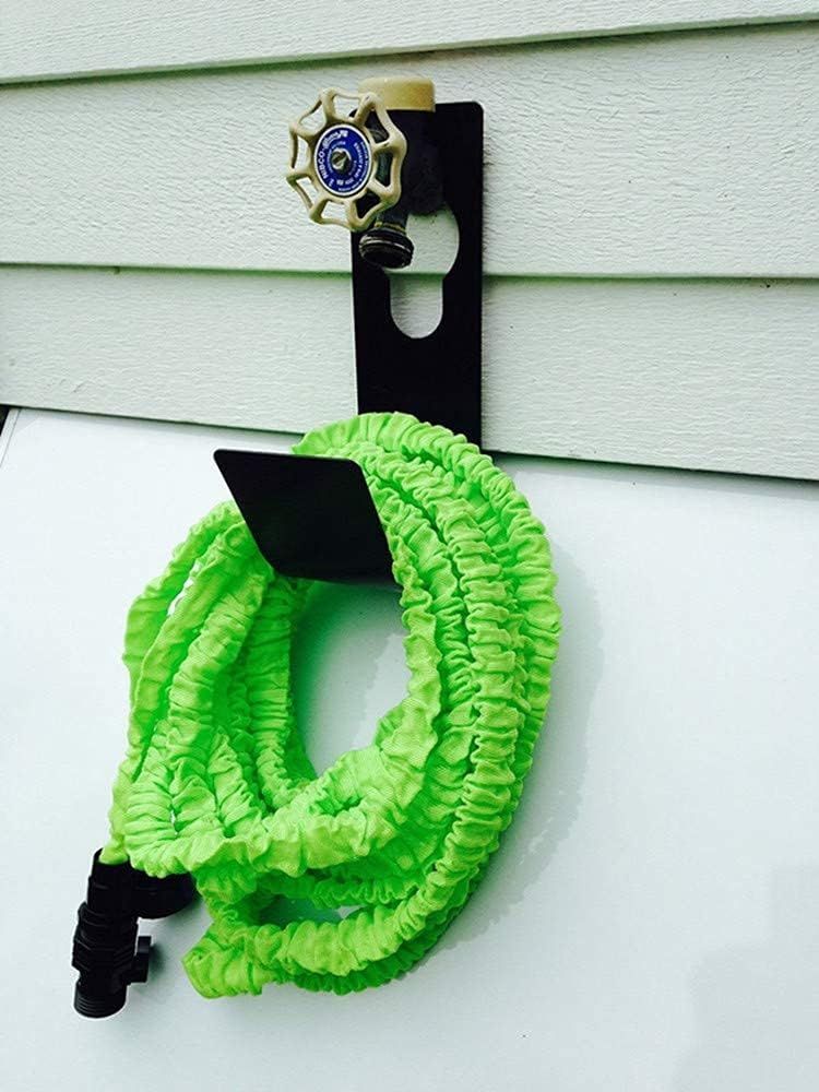Garden Hose Hanger Wall Mount Heavy Duty Hose Holder Hook for 150ft 100ft 75ft 50ft Expandable Hose (Large, Black)