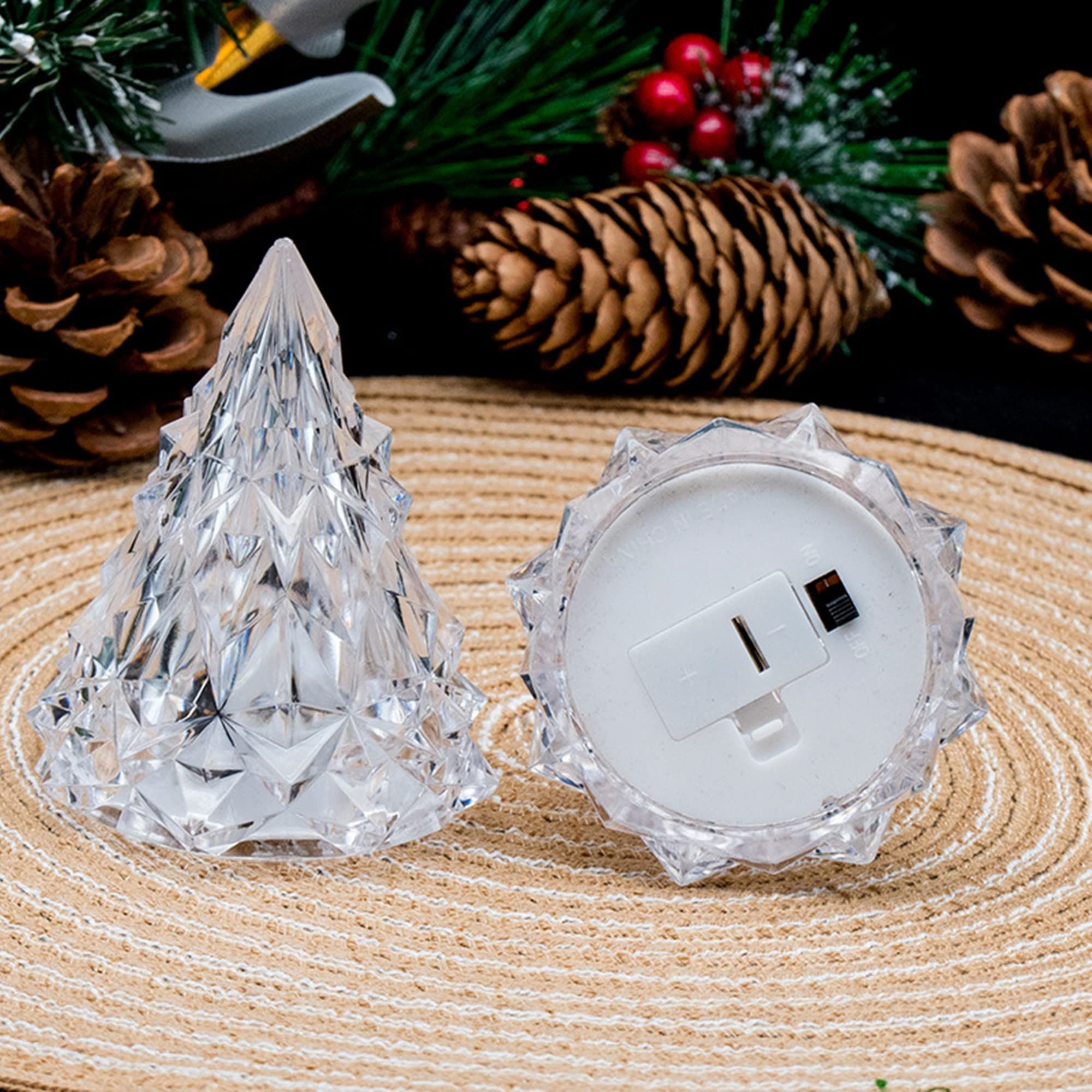 LED Light Up Tabletop Christmas Tree,2PCS Mini Xmas Night Light Christmas Ornaments Decoration, LED Xmas Tree Home Holiday Party
