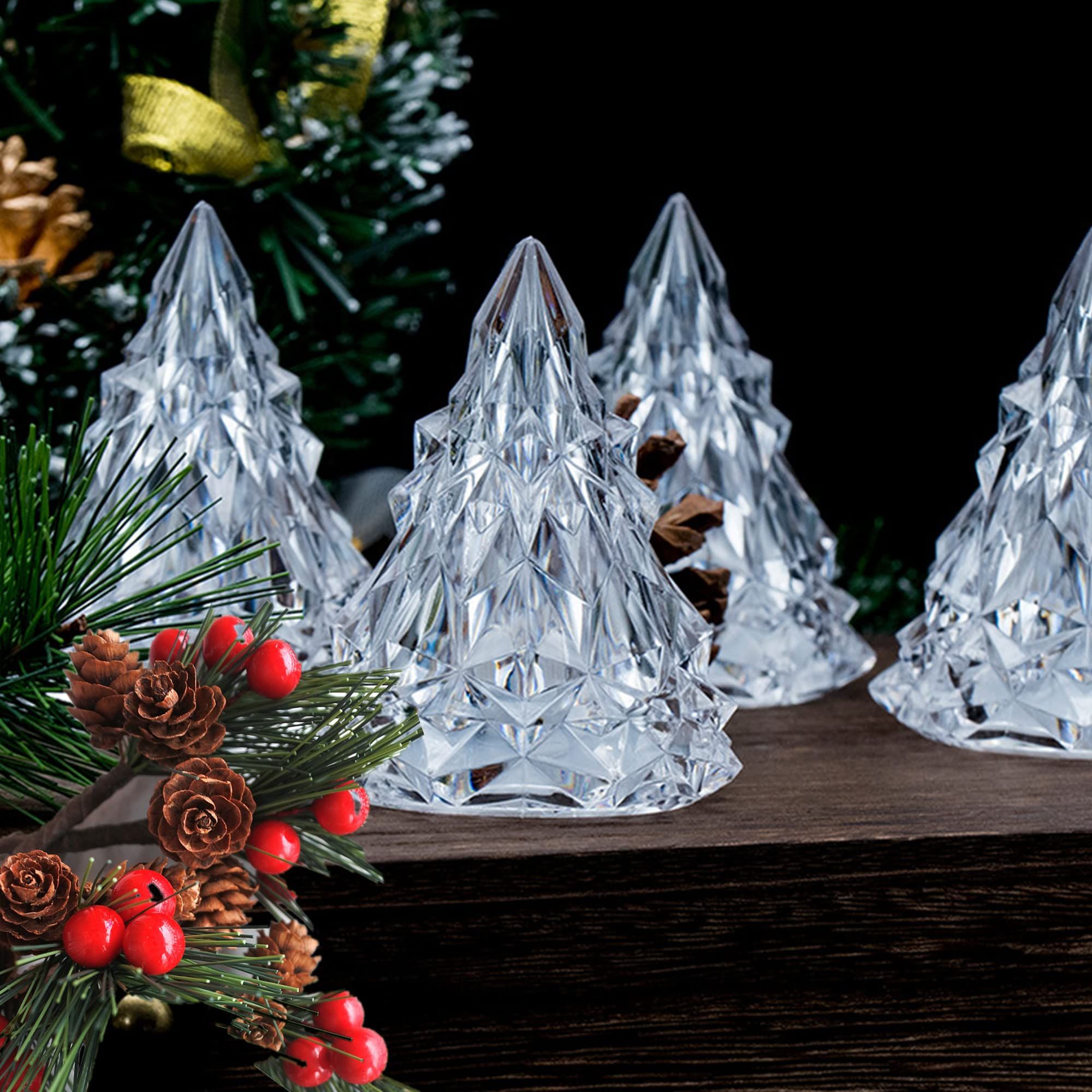 LED Light Up Tabletop Christmas Tree,2PCS Mini Xmas Night Light Christmas Ornaments Decoration, LED Xmas Tree Home Holiday Party