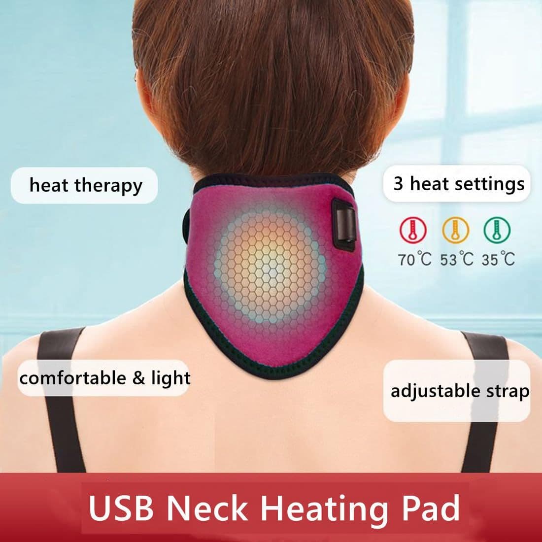 USB Neck Heating Pad Electric Neck Wrap Adjustable Temperature Lightweight Fleece