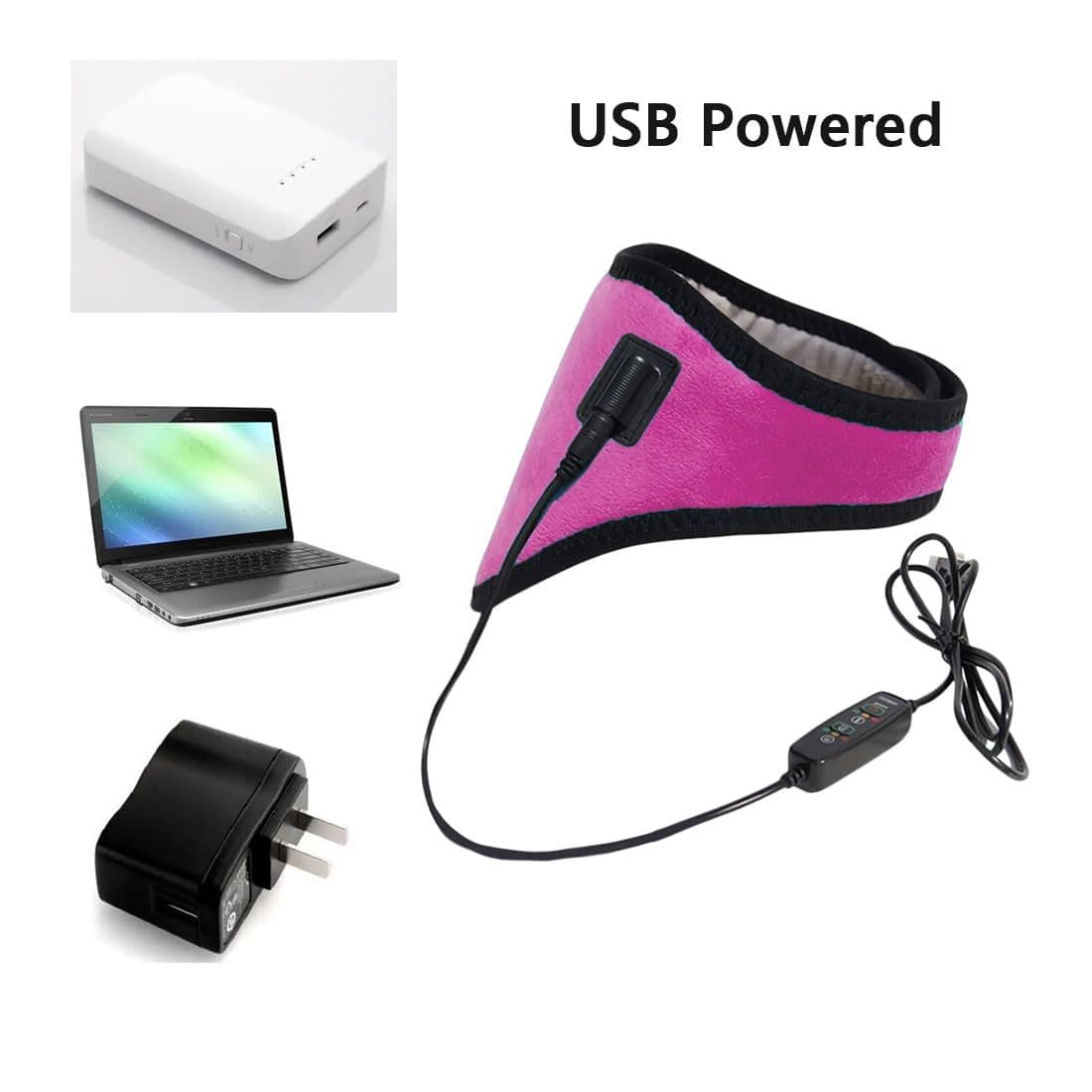 USB Neck Heating Pad Electric Neck Wrap Adjustable Temperature Lightweight Fleece