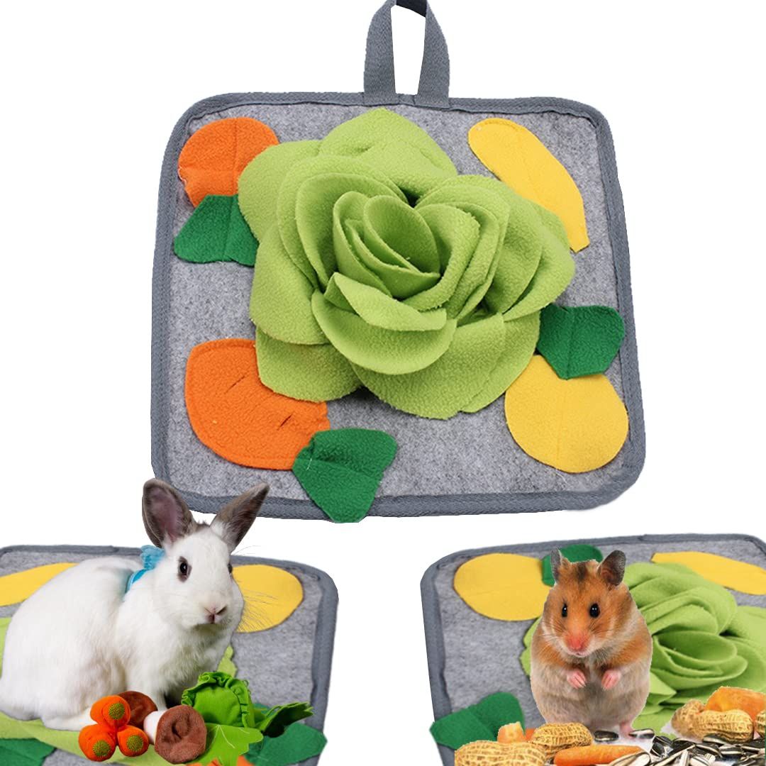 Bunny Toy,11.8''x11.8'' Washable Skin Friendly Puzzle Fun Foraging Pad Treat Dispenser Consume Energy for Rabbit Guinea Pigs